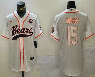 Mens Chicago Bears #15 Rome Odunze White Throwback With Patch Cool Base Stitched Baseball Jersey